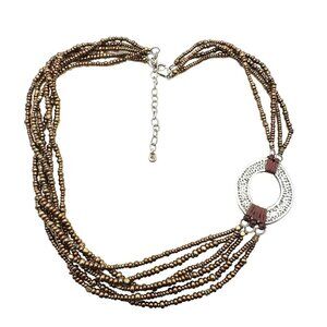 SILPADA Womens Necklace N1785 Retired Bronze Seed Bead Sterling Silver